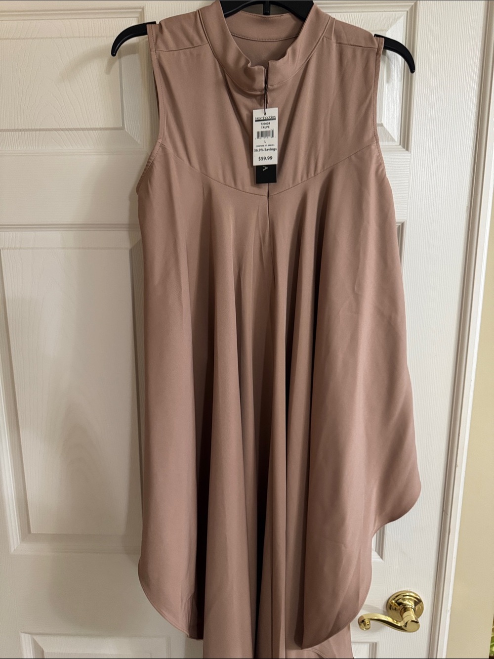 Gracia Asymmetrical Sleeveless Top in Dusty Taupe